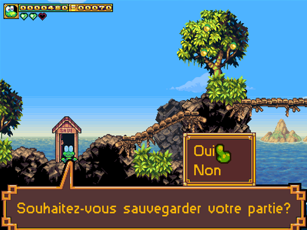 frogatto, système de sauvegarde